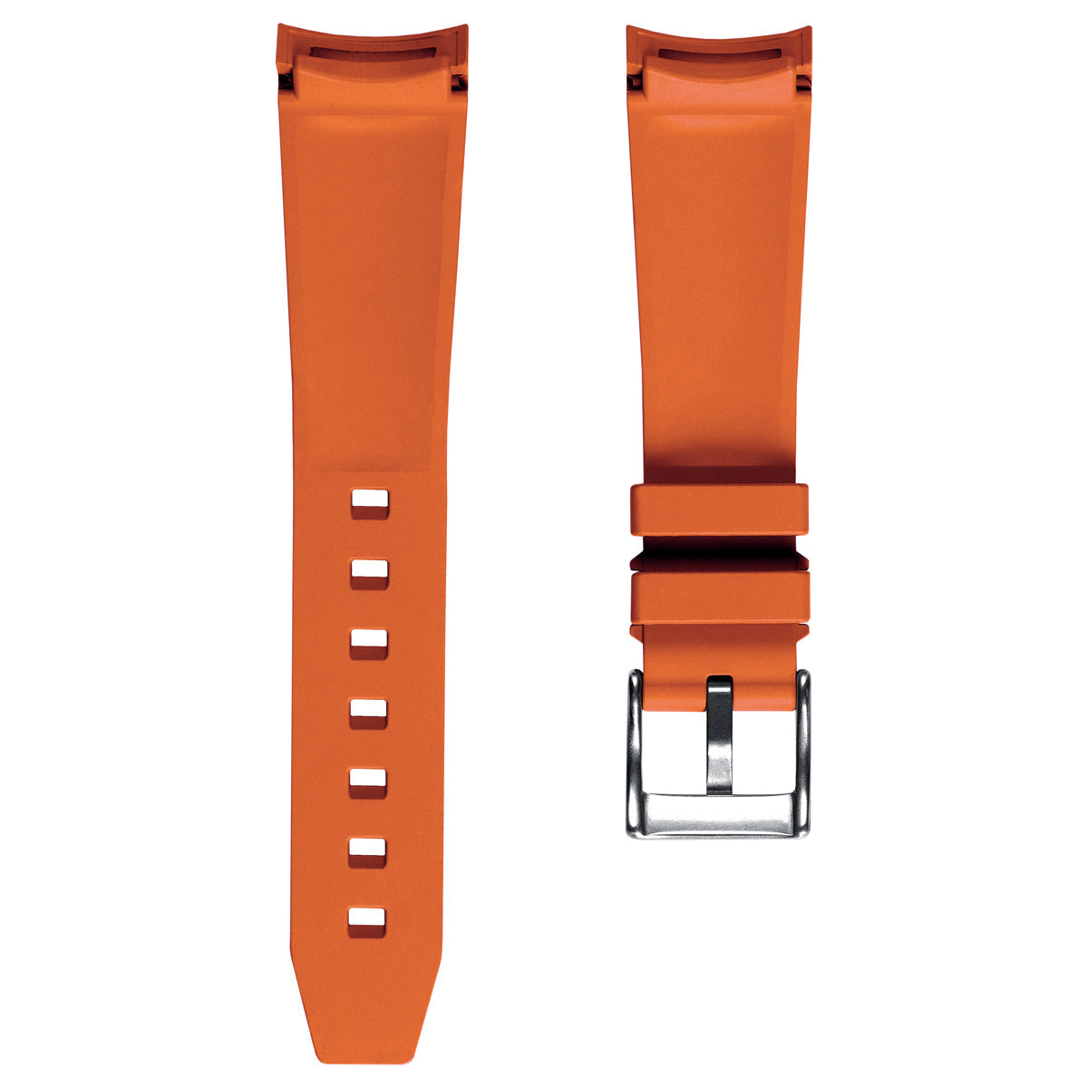 WatchGecko Curved Ends  Rubber Watch Strap - Orange