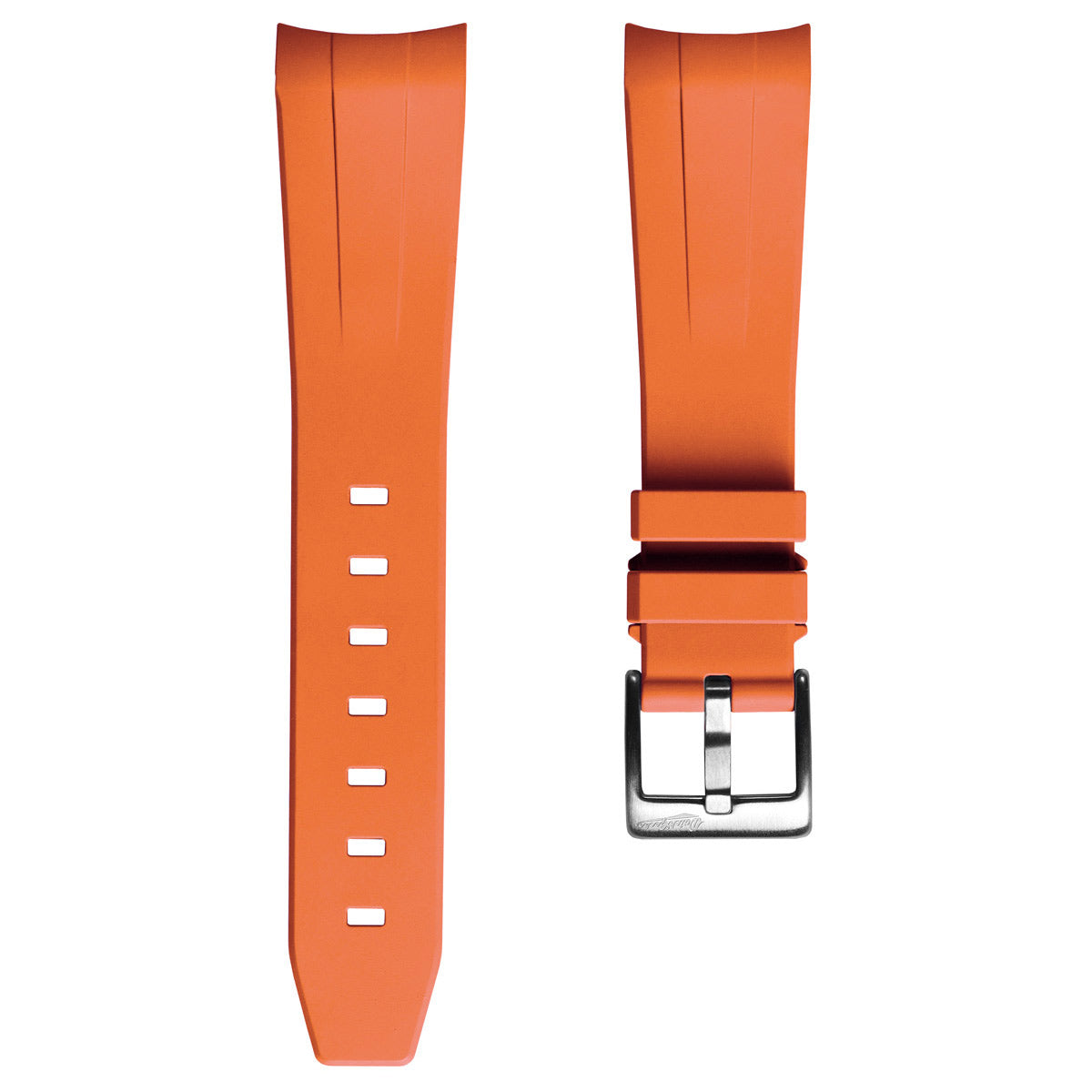 WatchGecko Curved Ends  Rubber Watch Strap - Orange