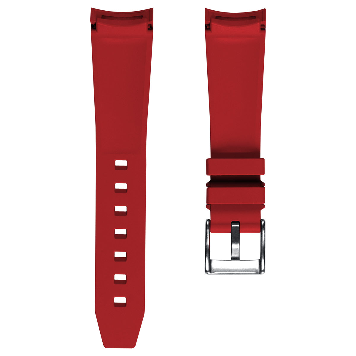 WatchGecko Curved Ends  Rubber Watch Strap - Red