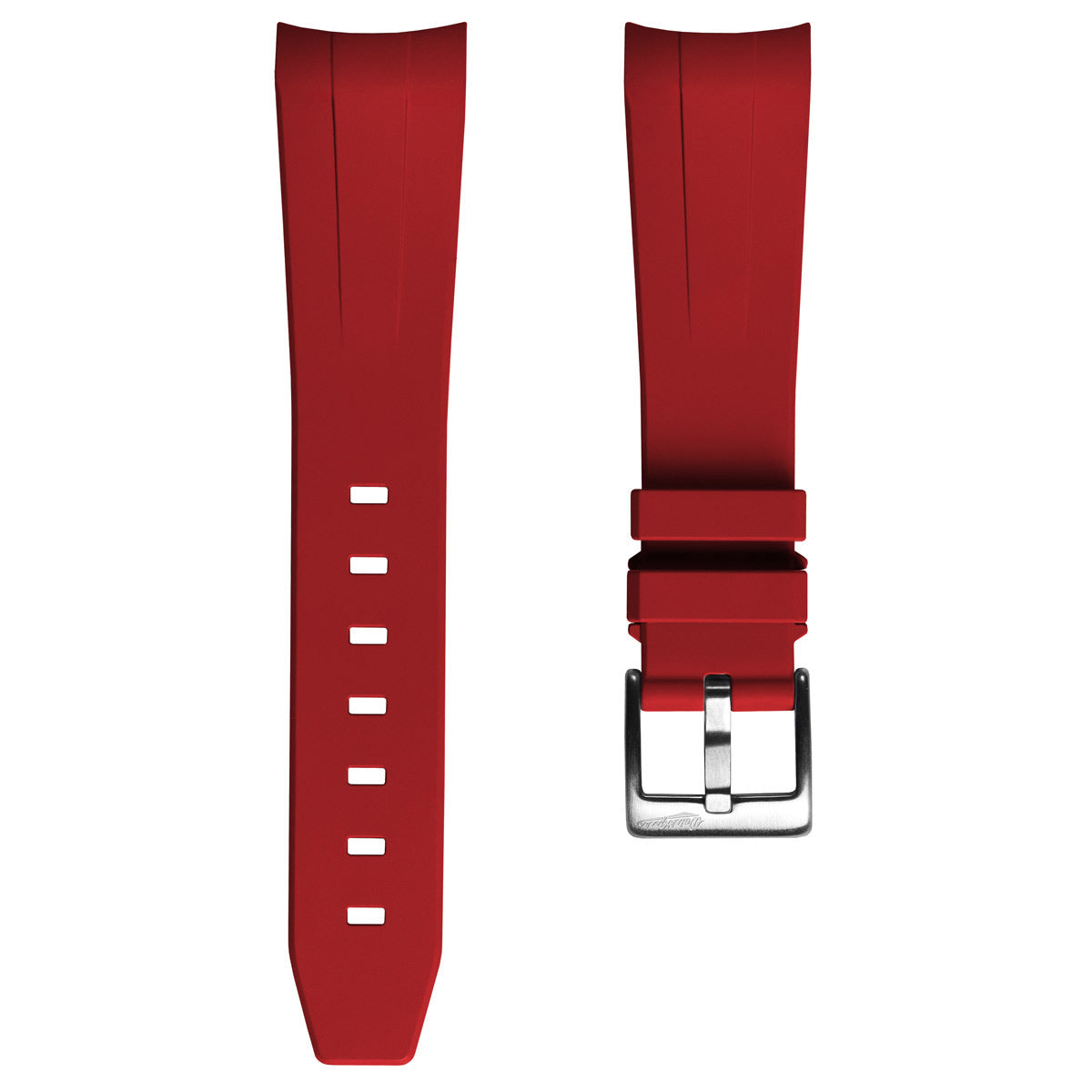 WatchGecko Curved Ends Rubber Watch Strap - Red