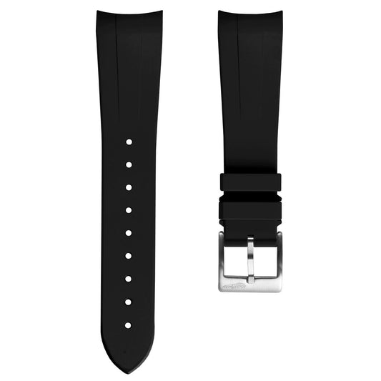 WatchGecko 41mm Tudor Black Bay Style Rubber Watch Strap - Black