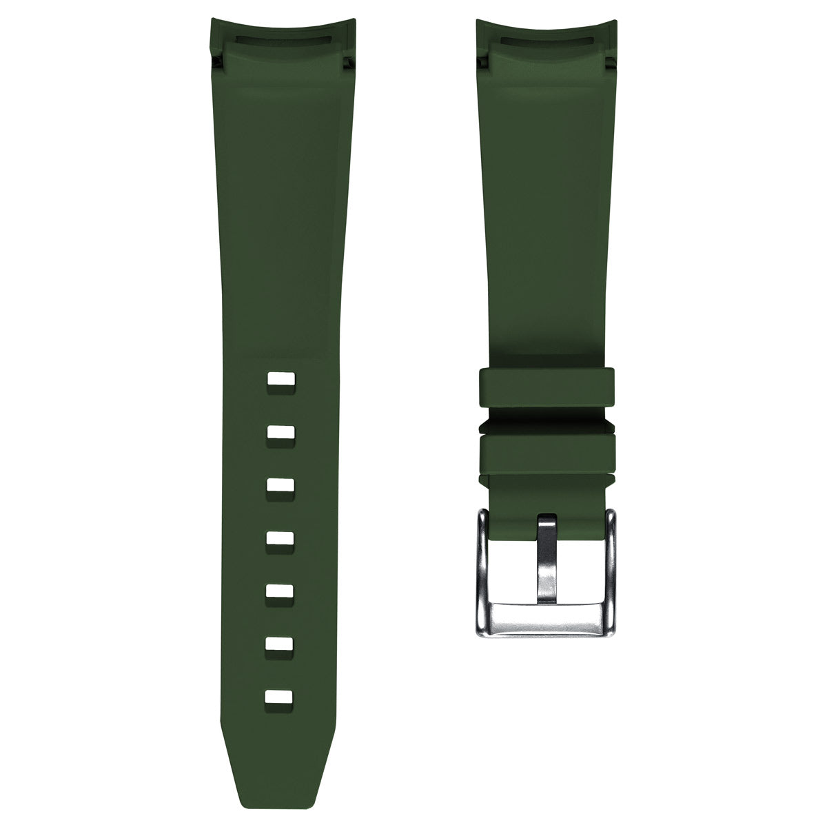 WatchGecko 41mm Tudor Black Bay Style Rubber Watch Strap -  Green