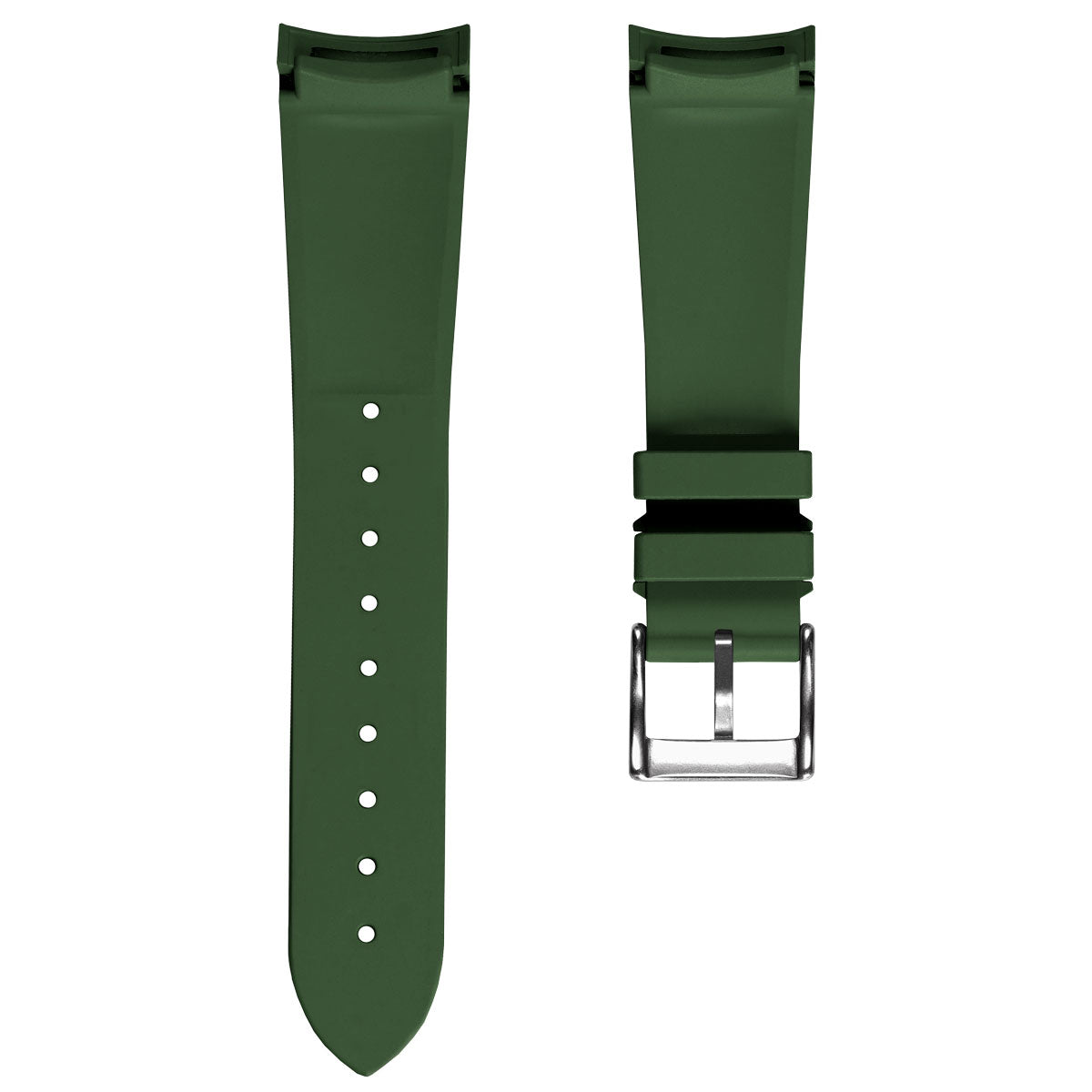 WatchGecko 41mm Tudor Black Bay Style Rubber Watch Strap -  Green