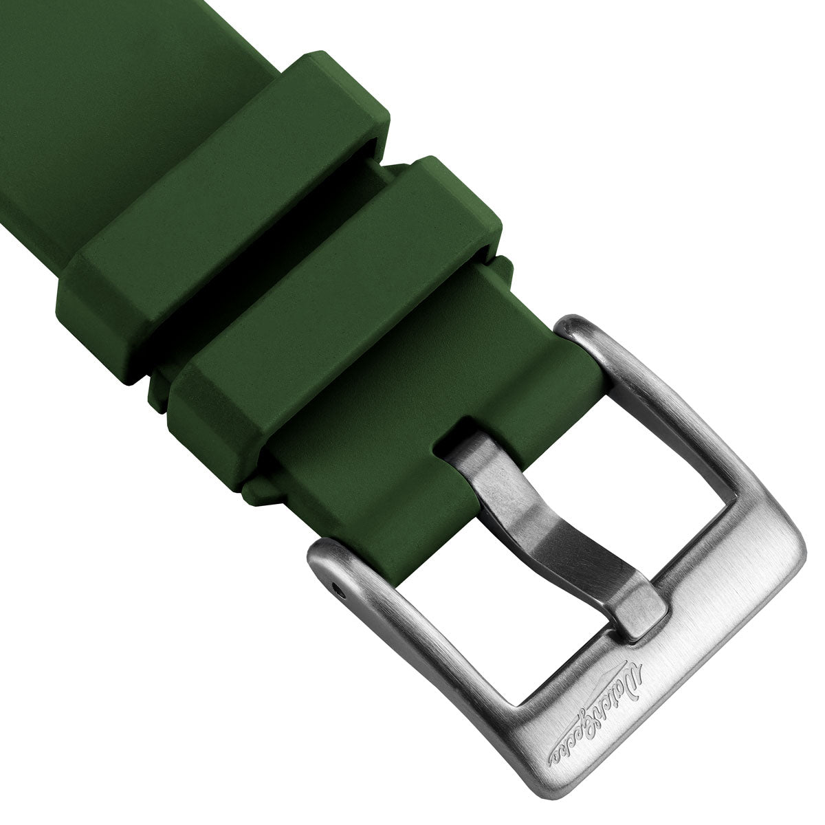 WatchGecko 41mm Tudor Black Bay Style Rubber Watch Strap -  Green