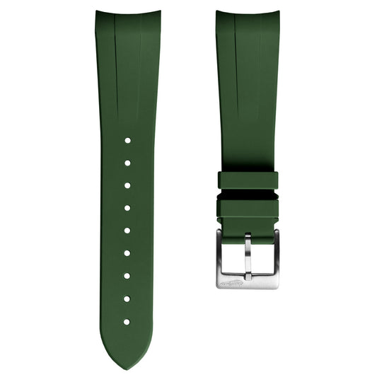 WatchGecko 41mm Tudor Black Bay Style Rubber Watch Strap -  Green