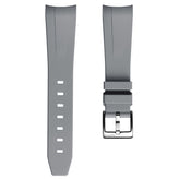 WatchGecko 41mm Tudor Black Bay Style Rubber Watch Strap -  Grey