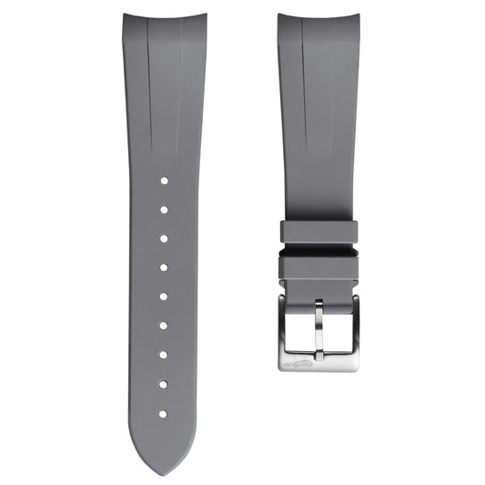 WatchGecko 41mm Tudor Black Bay Style Rubber Watch Strap -  Grey