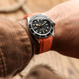 WatchGecko 41mm Tudor Black Bay Style Rubber Watch Strap -  Orange