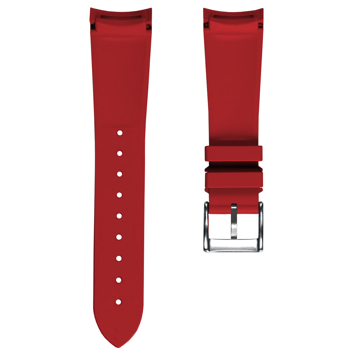 WatchGecko 41mm Tudor Black Bay Style Rubber Watch Strap -  Red