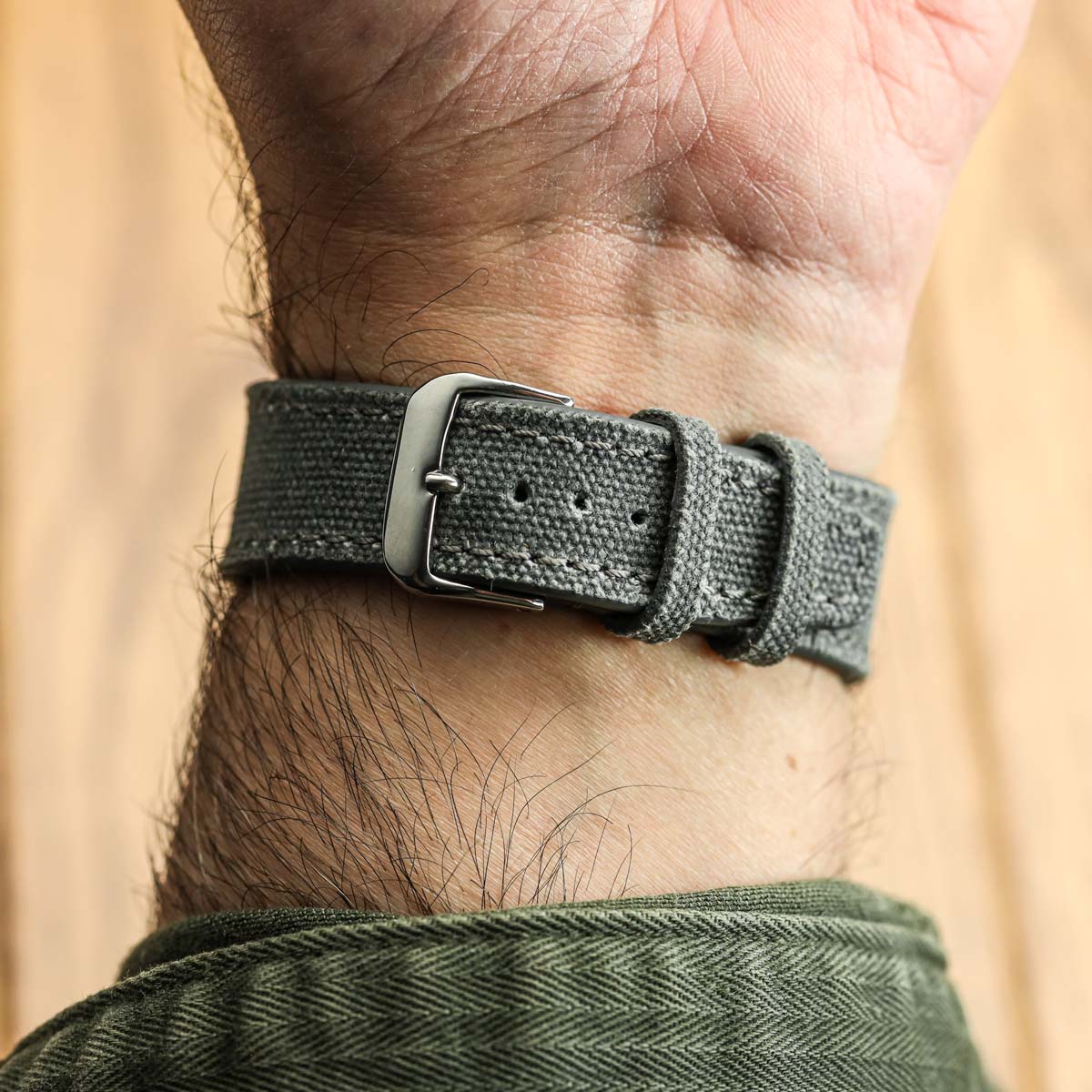 WatchGecko Two-Piece Canvas Watch Strap - Grey