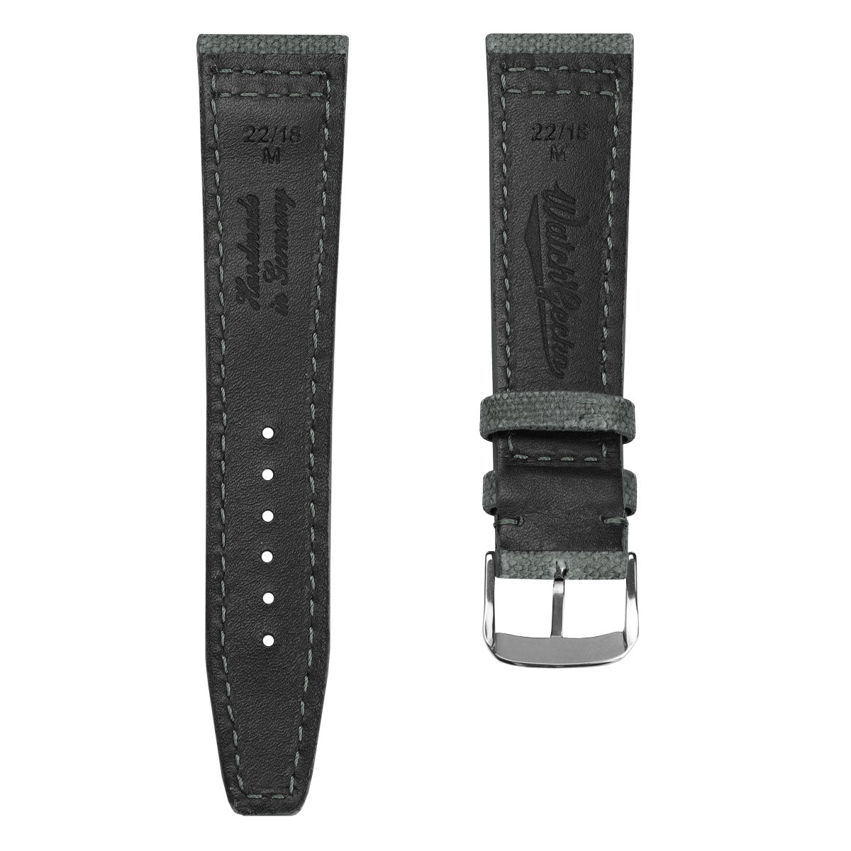 WatchGecko Two-Piece Canvas Watch Strap - Grey