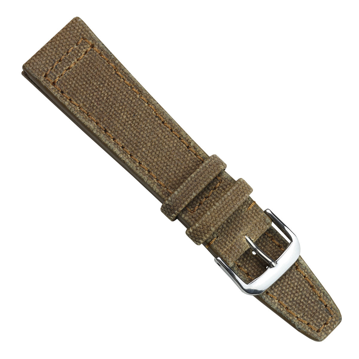 WatchGecko Two-Piece Canvas Watch Strap - Brown