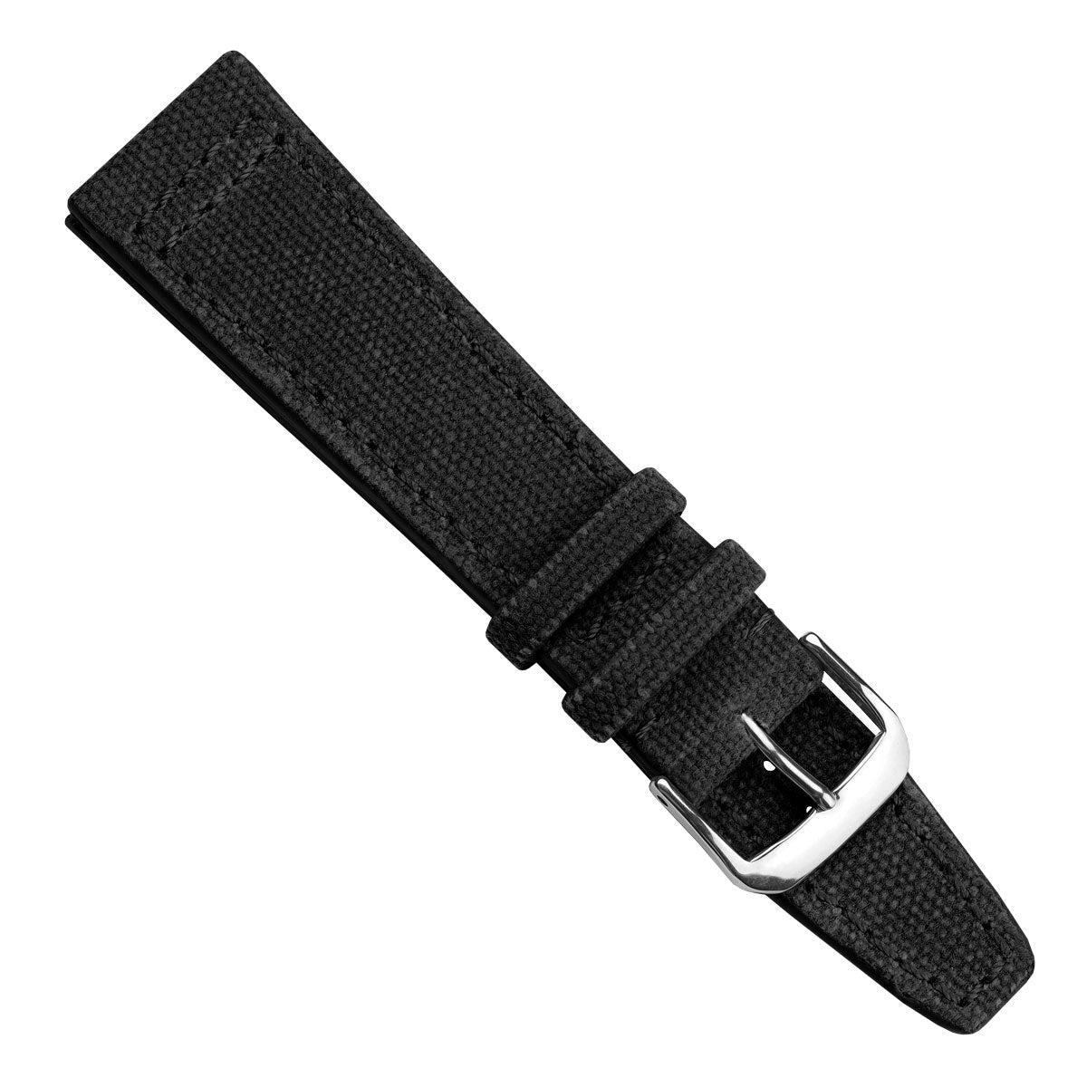 WatchGecko Two-Piece Canvas Watch Strap - Black