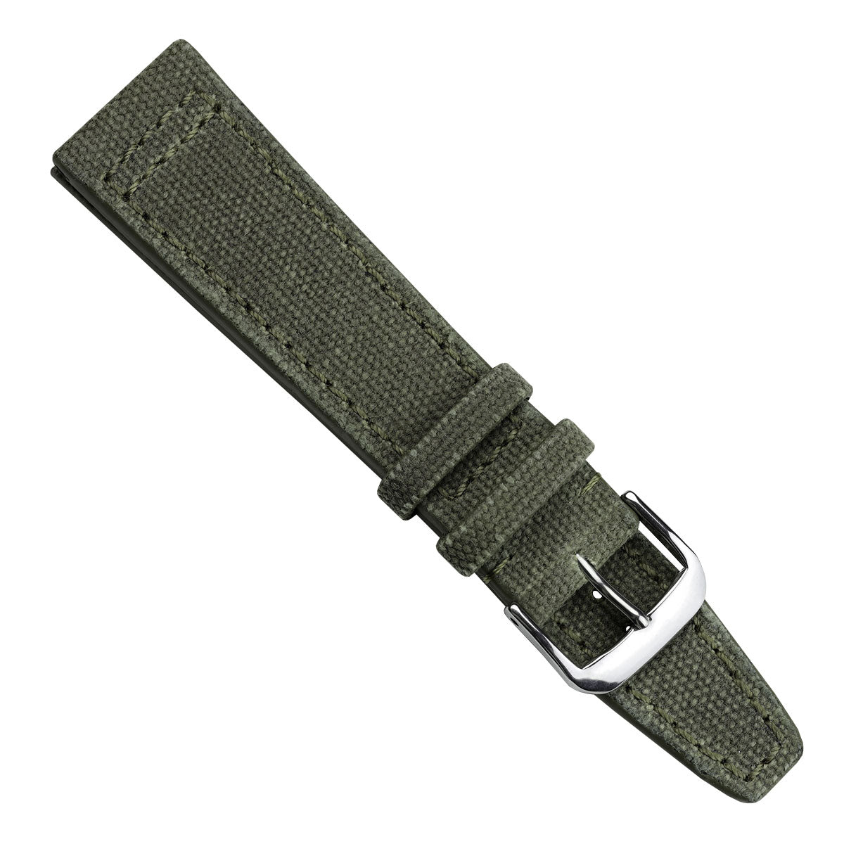 WatchGecko Two-Piece Canvas Watch Strap - Olive Green