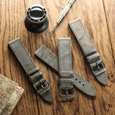 Camden Hand-Stitched Genuine Leather Watch Strap - Stone Grey