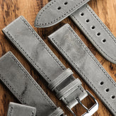 Camden Hand-Stitched Genuine Leather Watch Strap - Stone Grey