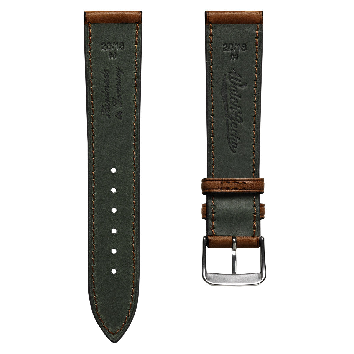 Camden Hand-Stitched Genuine Leather Watch Strap - Mahagony