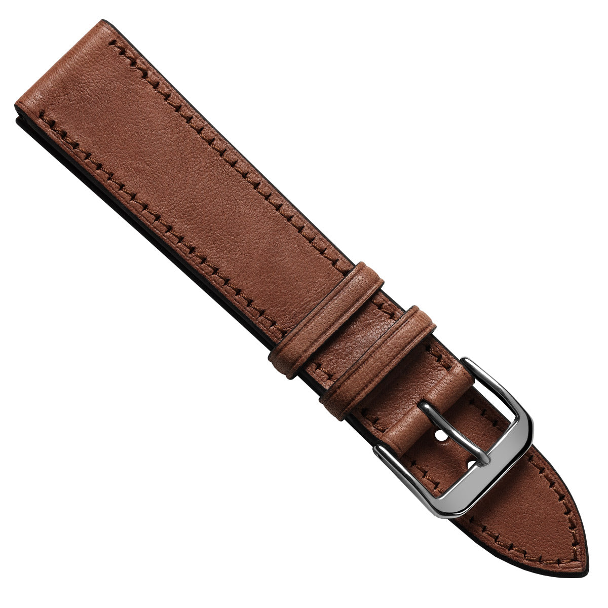 Camden Hand-Stitched Genuine Leather Watch Strap - Mahagony