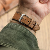 Camden Hand-Stitched Genuine Leather Watch Strap - Cognac