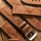 Camden Hand-Stitched Genuine Leather Watch Strap - Cognac