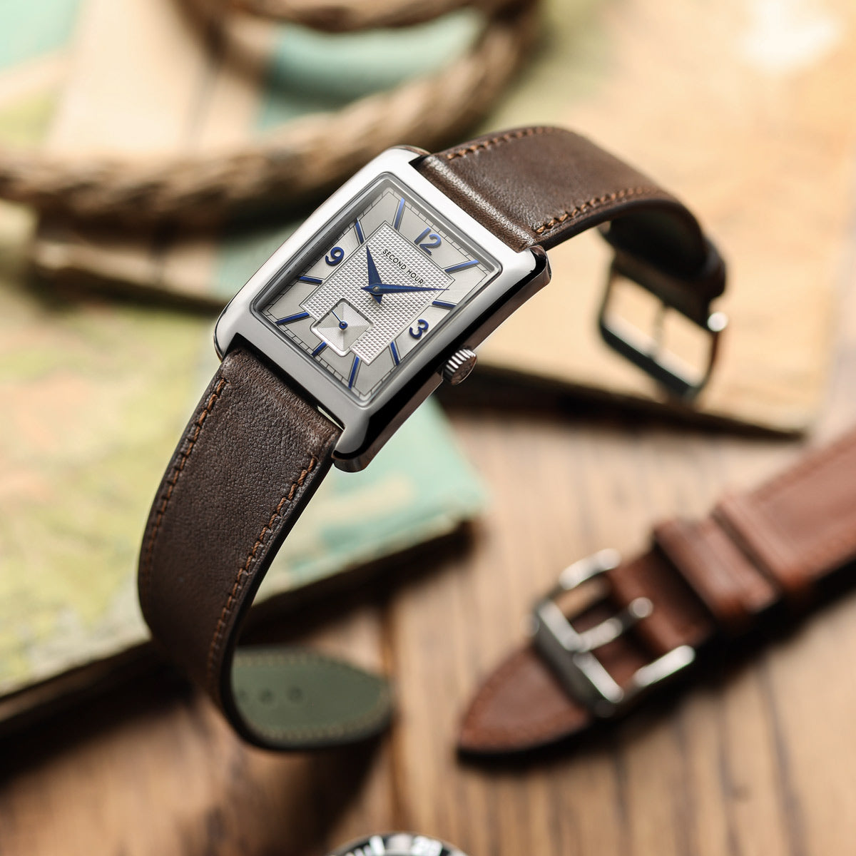 Camden Hand-Stitched Genuine Leather Watch Strap - Mocha on Second Hour