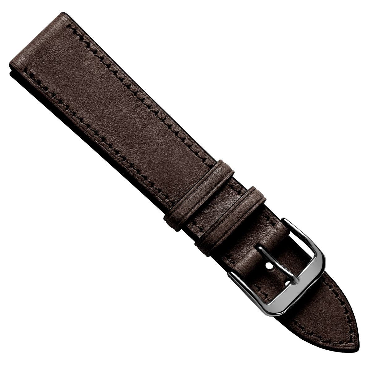 Camden Hand-Stitched Genuine Leather Watch Strap - Mocha