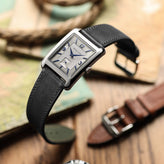 Camden Hand-Stitched Genuine Leather Watch Strap - Black on Second Hour