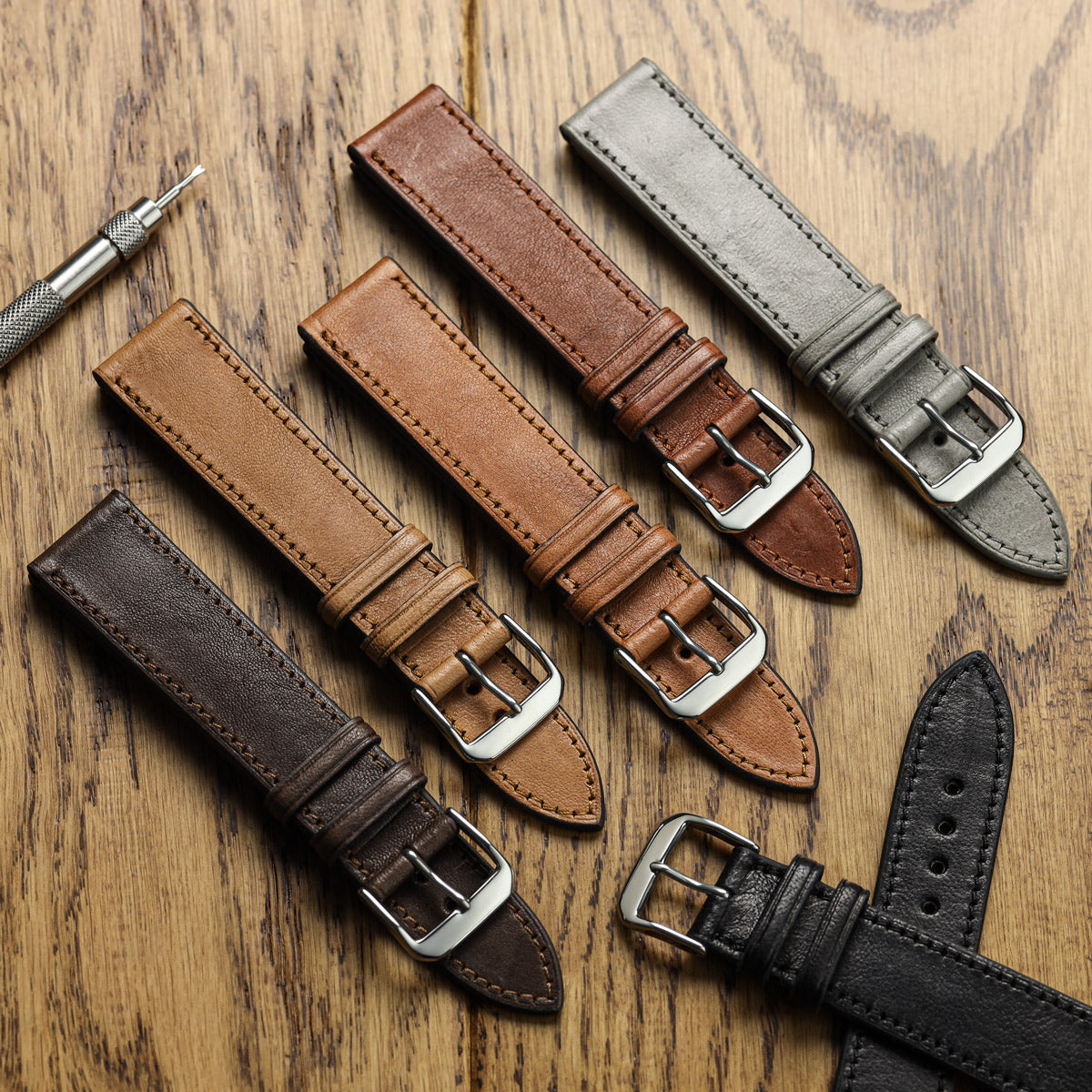 Camden Hand-Stitched Genuine Leather Watch Strap 