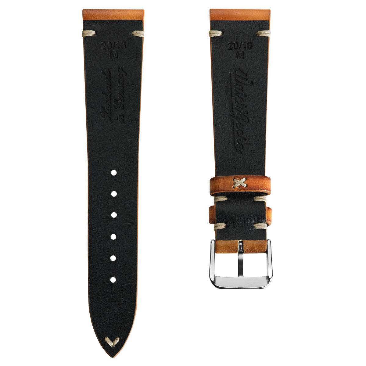 WatchGecko Oakley V-Stitch Hand Painted Watch Strap - Light Brown