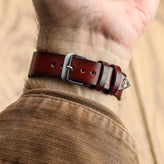 WatchGecko Oakley V-Stitch Hand Painted Watch Strap - Mahogany