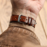 WatchGecko Oakley V-Stitch Hand Painted Watch Strap - Cognac