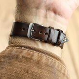 WatchGecko Oakley V-Stitch Hand Painted Watch Strap - Dark Brown 