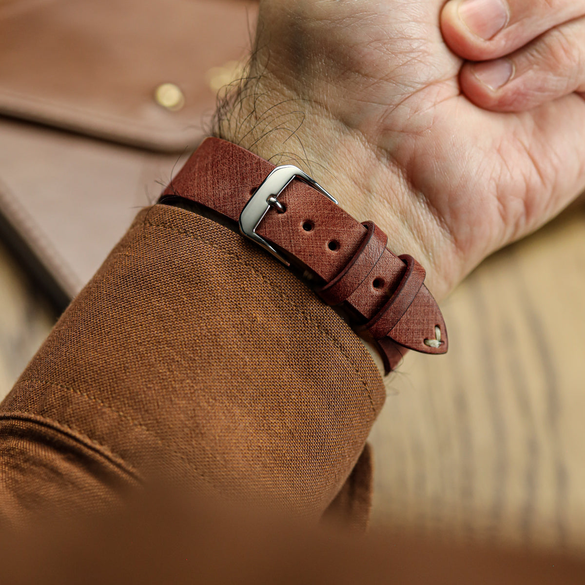 Cortez Genuine Leather Watch Strap - Mahogany