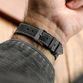 Hand Stitched Italian Leather Watch Strap - Alpine Black