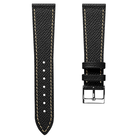 Hand Stitched Italian Leather Watch Strap - Alpine Black