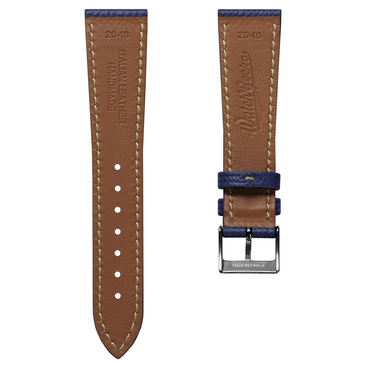 Sestriere Hand Stitched Italian Leather Watch Strap - Alpine Blue