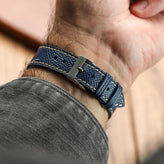 Sestriere Hand Stitched Italian Leather Watch Strap  - Alpine Blue