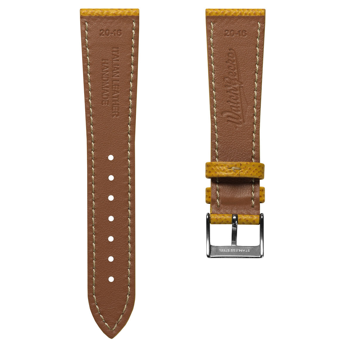 Hand Stitched Italian Leather Watch Strap  - Alpine Yellow