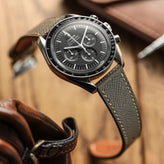 Hand Stitched Italian Leather Watch Strap - Alpine Earth on Omega Speedmaster