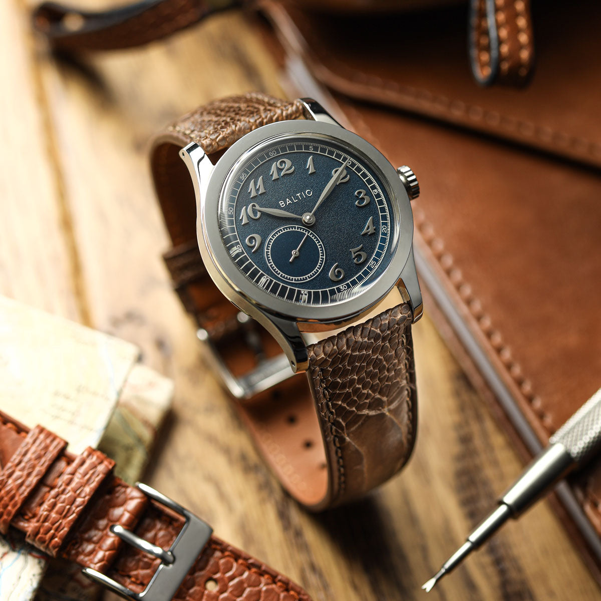 Ostrich Leg Leather Watch Strap - Earth on Baltic