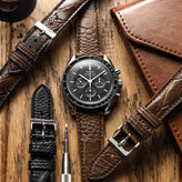 Ostrich Leg Leather Watch Strap - Earth on Omega Speedmaster