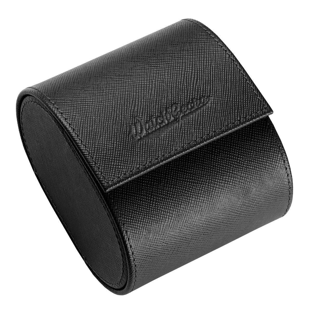 WatchGecko Single Leather Watch Case - Black / Grey