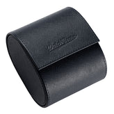 WatchGecko Single Leather Watch Case - Navy Blue / Orange