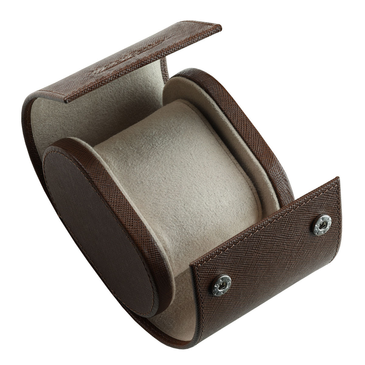 WatchGecko Single Leather Watch Case - Brown / Light Brown