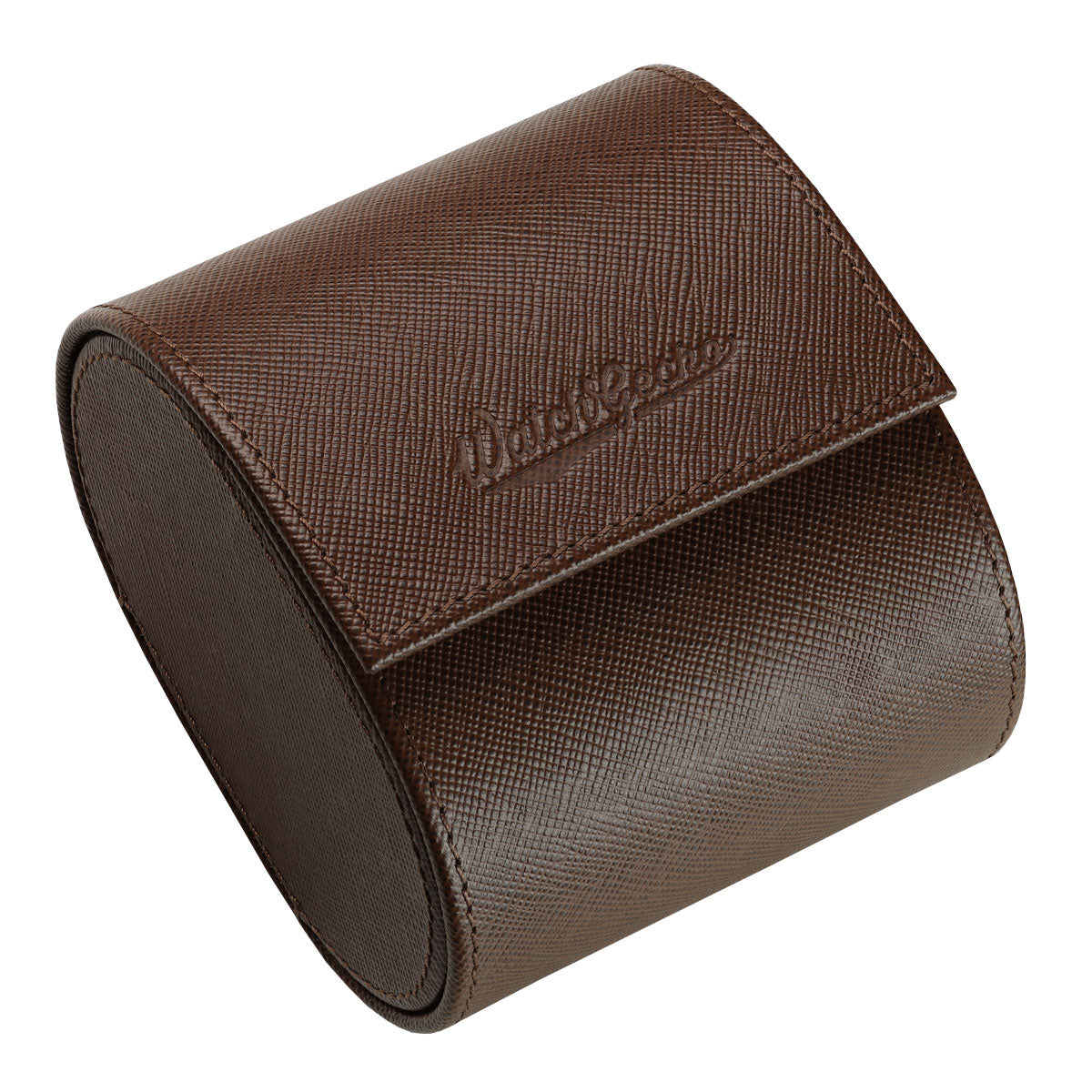 WatchGecko Single Leather Watch Case - Brown / Light Brown