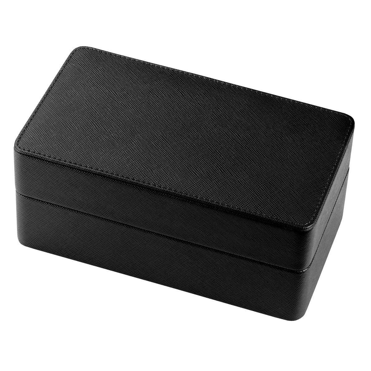 WatchGecko Saffiano Leather Triple Watch Box - Black / Grey