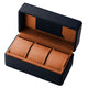 WatchGecko Saffiano Leather Triple Watch Box - Navy Blue / Orange