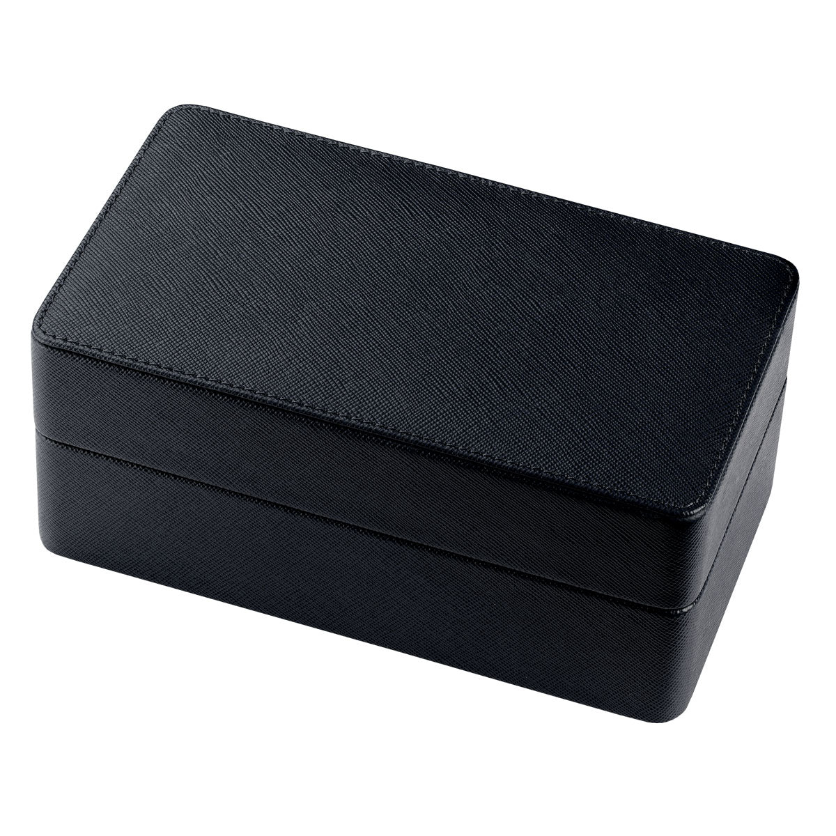 WatchGecko Saffiano Leather Triple Watch Box - Navy Blue / Orange