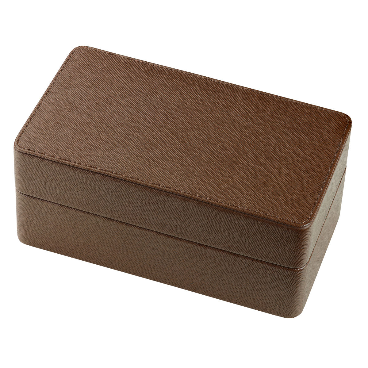 WatchGecko Saffiano Leather Triple Watch Box - Brown / Light Brown