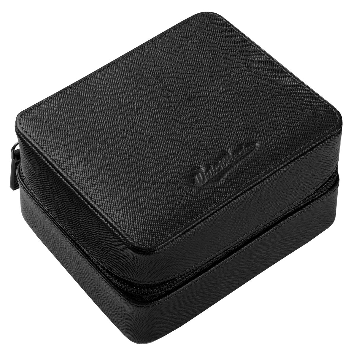 WatchGecko Leather Dual Zipped Watch Travel Case - Black